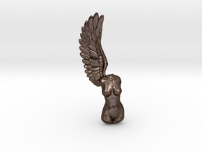 Sculpture angel in Polished Bronze Steel