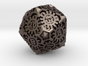 Steampunk D20 in Polished Bronzed-Silver Steel: d20