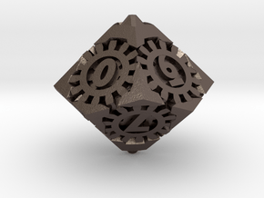 Steampunk D10 in Polished Bronzed-Silver Steel: d10