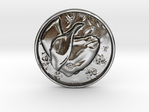 Nubian Doe Coin in Polished Silver