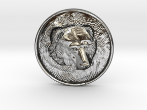 Grizzly Bear Coin in Polished Silver