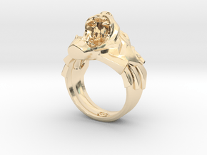 Roaring Black Panther wild cat ring in 14k Gold Plated Brass: 10 / 61.5