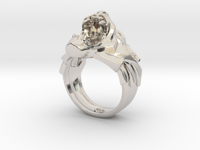 Roaring Black Panther wild cat ring in Rhodium Plated Brass: 10 / 61.5