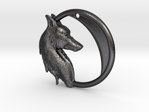 Wolf Moon Pendant in Polished and Bronzed Black Steel