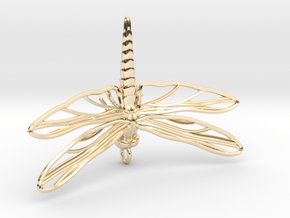Dragonfly Pendant Large in 14k Gold Plated Brass