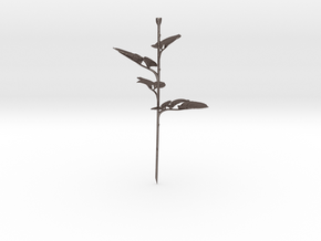 Rose Stem Leafs in Polished Bronzed Silver Steel