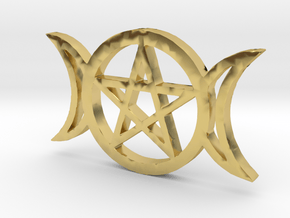 Moon Goddess Pentacle in Polished Brass