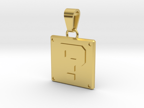 Super Mario Question Cube Pendant in Polished Brass