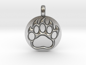 BEAR PAWN Animal Totem Jewelry pendant  in Natural Silver