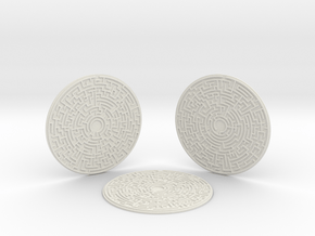3 Maze Coasters in White Natural Versatile Plastic