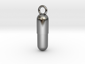 Cosplay Charm - Pill (style 2) in Polished Silver