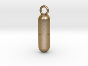 Cosplay Charm - Pill (style 1) in Polished Gold Steel