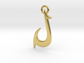 Cosplay Charm - Fish Hook (flat) in Polished Brass