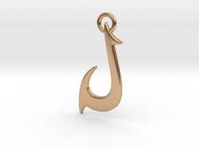 Cosplay Charm - Fish Hook (flat) in Polished Bronze