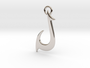 Cosplay Charm - Fish Hook (flat) in Rhodium Plated Brass