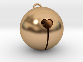 Kawaii Jingle Bell 2cm Golden Christmas Cat in Polished Bronze (Interlocking Parts)