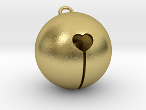 Kawaii Jingle Bell 2cm Golden Christmas Cat in Natural Brass (Interlocking Parts)