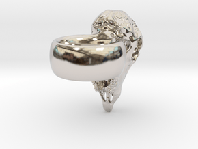 Sheep Skull Ring in Rhodium Plated Brass