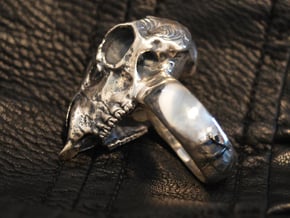 Sheep Skull Ring in Antique Silver