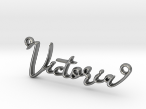 Victoria First Name Pendant in Natural Silver