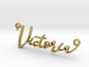 Victoria First Name Pendant in Natural Brass