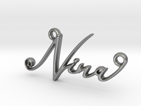  Nina First Name Pendant in Natural Silver