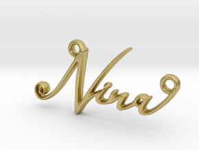  Nina First Name Pendant in Natural Brass
