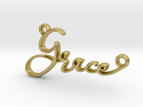 Grace First Name Pendant in Natural Brass