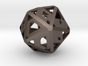 Future-Proof Hollow D20 in Polished Bronzed-Silver Steel