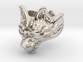 Fox (Oinari san) "orb" Ring in Rhodium Plated Brass: 13 / 69