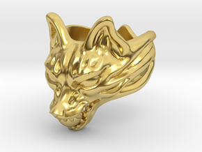 Fox (Oinari san) "orb" Ring in Polished Brass: 13 / 69