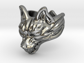Fox (Oinari san) "orb" Ring in Polished Silver: 10 / 61.5