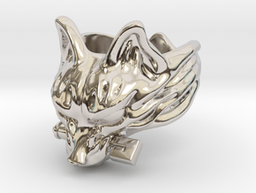 Fox (Oinari san) "Key" Ring in Rhodium Plated Brass: 8 / 56.75