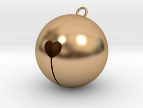 Kawaii Jingle Bell 3cm Golden Christmas Cat in Polished Bronze (Interlocking Parts)