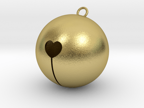 Kawaii Jingle Bell 3cm Golden Christmas Cat in Natural Brass (Interlocking Parts)