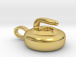 Large Curling Rock W Heart in Polished Brass