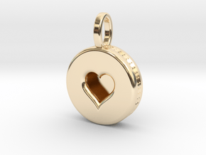 Love Hockey Puck Pendant - Large in 14K Yellow Gold