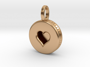 Love Hockey Puck Pendant - Large in Polished Bronze