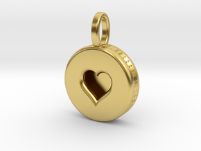 Love Hockey Puck Pendant - Large in Polished Brass