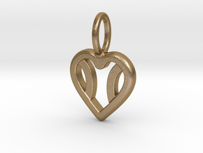 One Love Tennis Heart Pendant in Polished Gold Steel