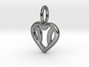 One Love Tennis Heart Pendant in Fine Detail Polished Silver