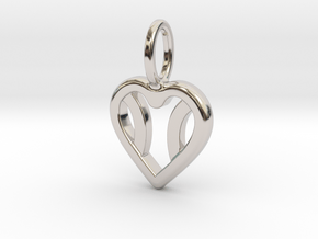 One Love Tennis Heart Pendant in Platinum