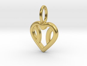 One Love Tennis Heart Pendant in Polished Brass