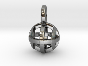 Tennis Sphere XYZ (Pendant) in Fine Detail Polished Silver