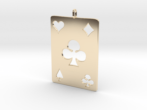 Ace of clubs, pendent in 14k Gold Plated Brass