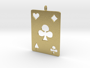 Ace of clubs, pendent in Natural Brass