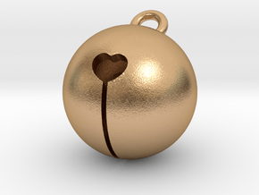 Kawaii Jingle Bell 1cm Golden Christmas Cat in Natural Bronze (Interlocking Parts)