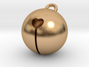 Kawaii Jingle Bell 1cm Golden Christmas Cat in Polished Bronze (Interlocking Parts)