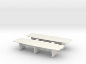Modern Office Desk (x2) 1/87 in White Natural Versatile Plastic