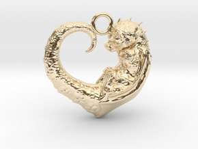 Baby Dragon Heart in 14k Gold Plated Brass